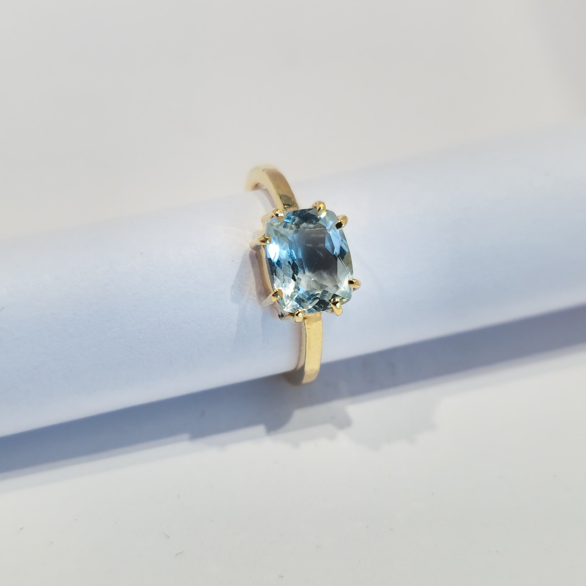 14K Yellow Gold Diamond and Aquamarine Ring – Daniel's Creations Jewelry